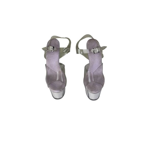 PLEASER Adore 708 Sexy Stripper Platform 7" Heel Shoes Size 10 Clear - Picture 1 of 6